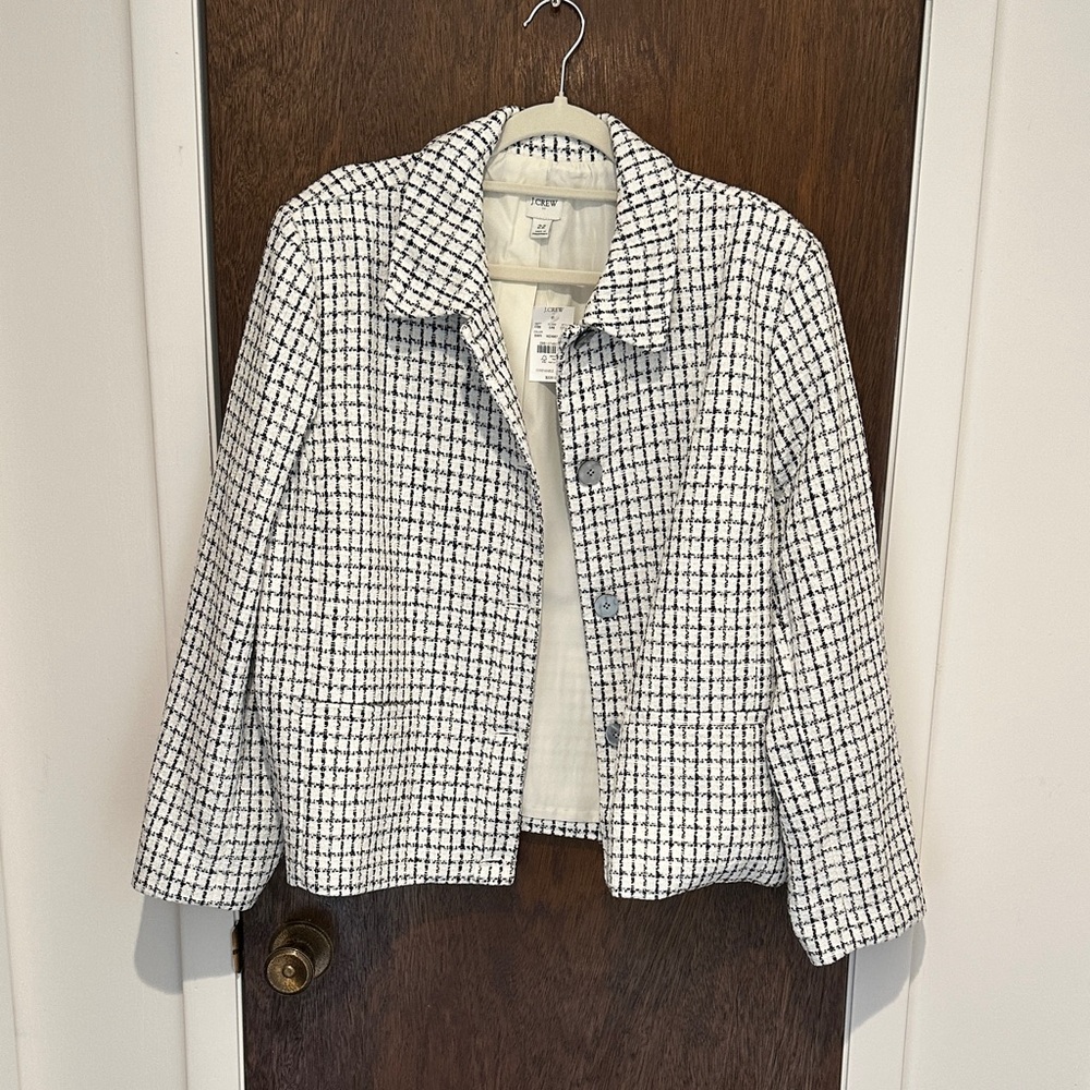 NWT - J Crew Women's Black and White Checkered Lady Jacket Blazer